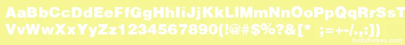 HelveticaBlackSemibold-Schriftart – Weiße Schriften auf gelbem Hintergrund