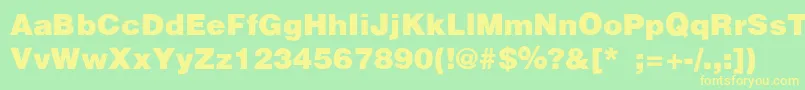 HelveticaBlackSemibold-Schriftart – Gelbe Schriften auf grünem Hintergrund
