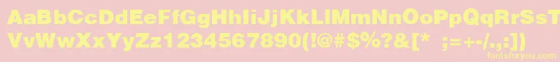 HelveticaBlackSemibold-fontti – keltaiset fontit vaaleanpunaisella taustalla