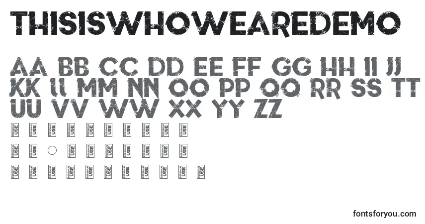 Schriftart ThisIsWhoWeAreDemo – Alphabet, Zahlen, spezielle Symbole