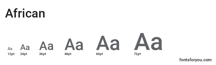 Размеры шрифта African