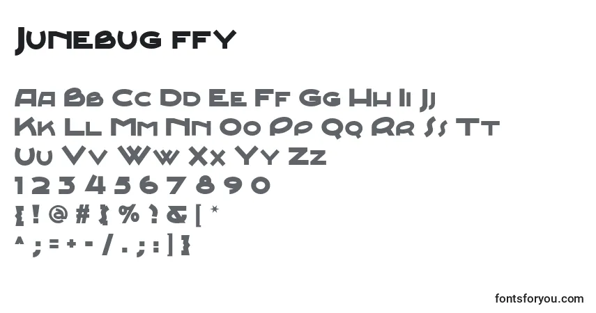 A fonte Junebug ffy – alfabeto, números, caracteres especiais