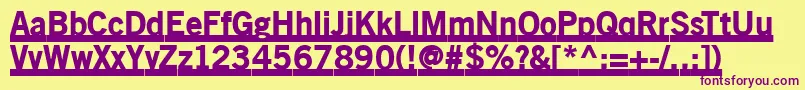 Oldsansblackunderline-fontti – violetit fontit keltaisella taustalla