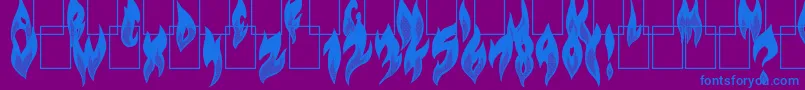 FlameOn-Schriftart – Blaue Schriften auf violettem Hintergrund