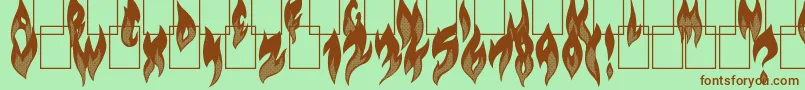 FlameOn Font – Brown Fonts on Green Background