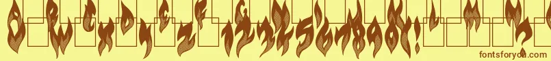 FlameOn Font – Brown Fonts on Yellow Background