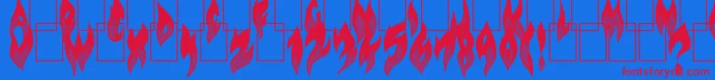 FlameOn-Schriftart – Rote Schriften auf blauem Hintergrund