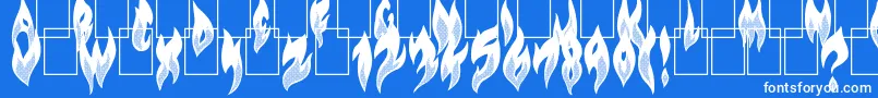 フォントFlameOn – 青い背景に白い文字