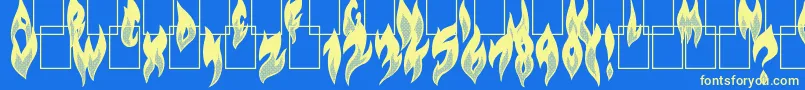 フォントFlameOn – 黄色の文字、青い背景