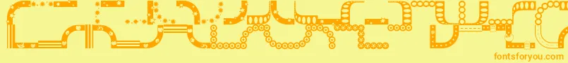 フォントBordermonSeries1 – オレンジの文字が黄色の背景にあります。