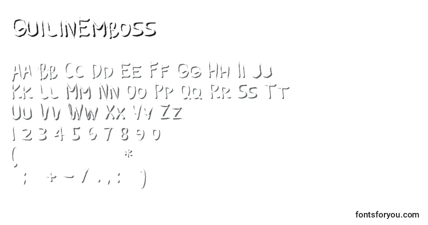 Schriftart GuilinEmboss – Alphabet, Zahlen, spezielle Symbole
