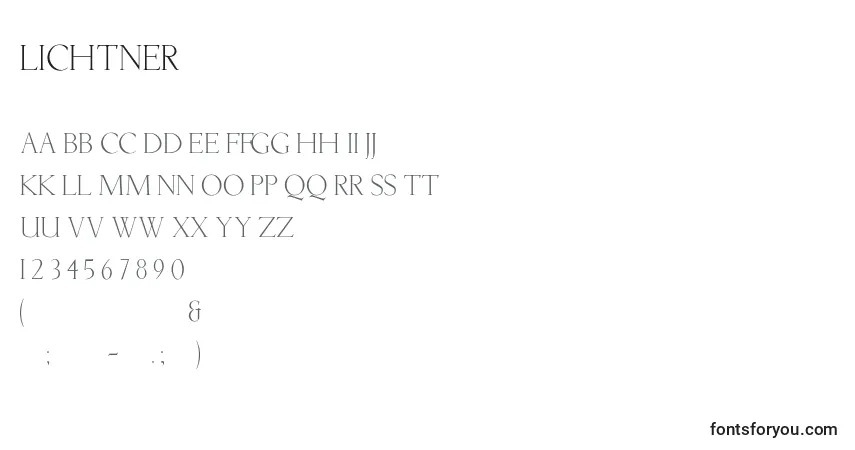 Lichtner-fontti – aakkoset, numerot, erikoismerkit