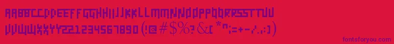 Czcionka Daggerpix – fioletowe czcionki na czerwonym tle