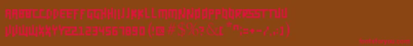 フォントDaggerpix – 赤い文字が茶色の背景にあります。