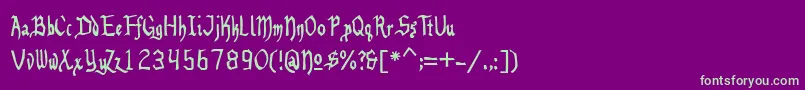 Czcionka Benegraphic – zielone czcionki na fioletowym tle