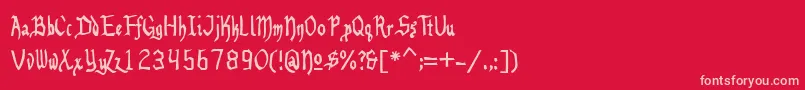 Benegraphic Font – Pink Fonts on Red Background