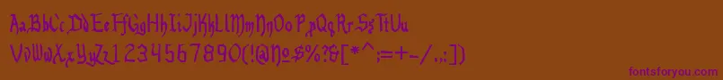 Benegraphic-Schriftart – Violette Schriften auf braunem Hintergrund