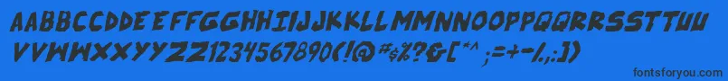 フォントSkrunchItalic – 黒い文字の青い背景