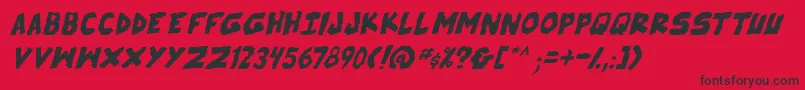 Czcionka SkrunchItalic – czarne czcionki na czerwonym tle