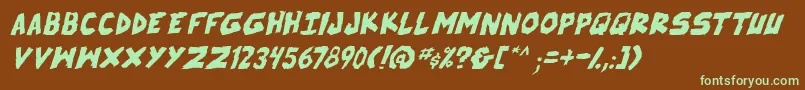 SkrunchItalic Font – Green Fonts on Brown Background