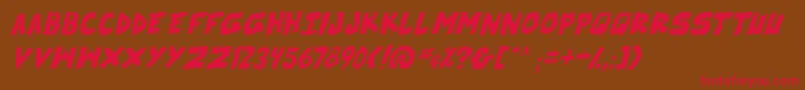 SkrunchItalic-Schriftart – Rote Schriften auf braunem Hintergrund