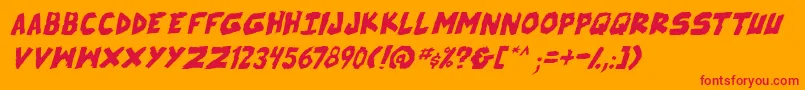 フォントSkrunchItalic – オレンジの背景に赤い文字