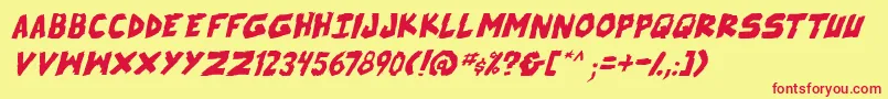 SkrunchItalic Font – Red Fonts on Yellow Background