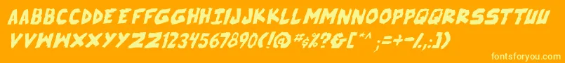 SkrunchItalic-Schriftart – Gelbe Schriften auf orangefarbenem Hintergrund