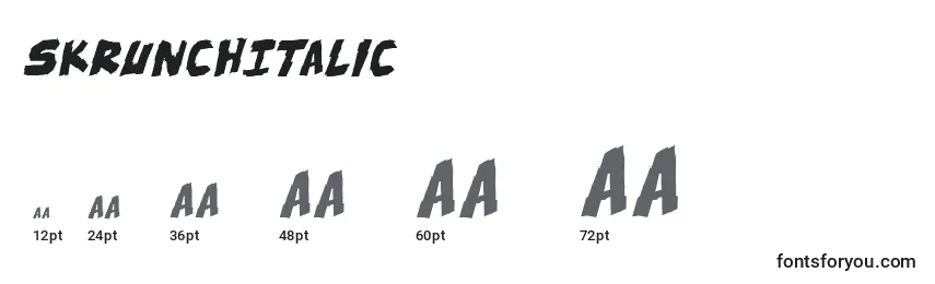 Размеры шрифта SkrunchItalic