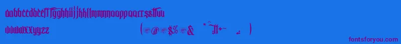 McfBadMannersWw-Schriftart – Violette Schriften auf blauem Hintergrund