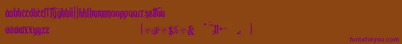 McfBadMannersWw-Schriftart – Violette Schriften auf braunem Hintergrund