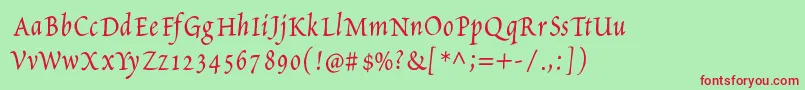Petitscript Font – Red Fonts on Green Background