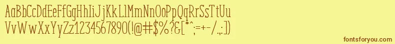 フォントEnyoSlabRegular – 茶色の文字が黄色の背景にあります。