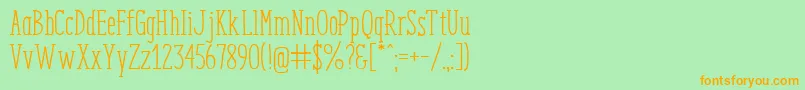 フォントEnyoSlabRegular – オレンジの文字が緑の背景にあります。