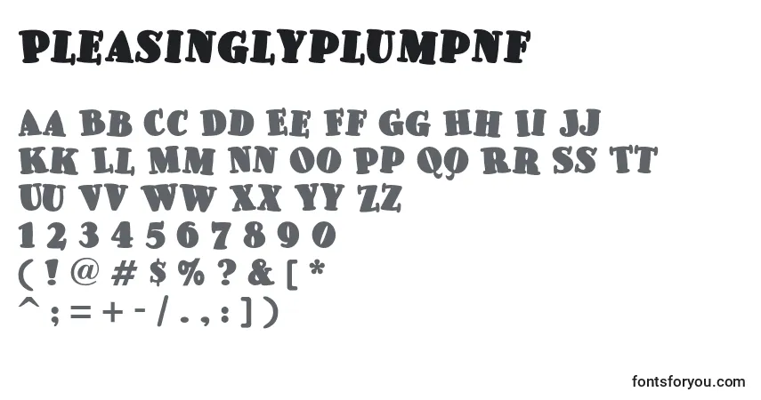 Schriftart Pleasinglyplumpnf – Alphabet, Zahlen, spezielle Symbole