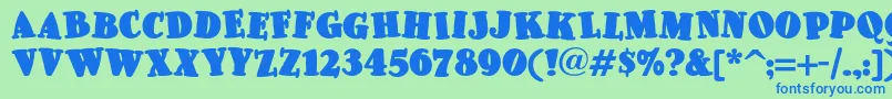 Pleasinglyplumpnf Font – Blue Fonts on Green Background