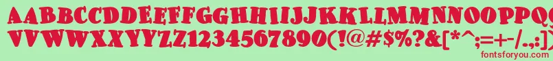 Pleasinglyplumpnf Font – Red Fonts on Green Background