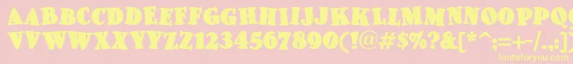 Saiba mais sobre a fonte Pleasinglyplumpnf Fonte Pleasinglyplumpnf – fontes amarelas em um fundo rosa