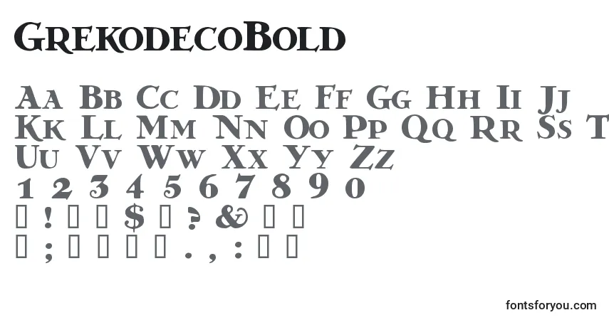 Шрифт GrekodecoBold – алфавит, цифры, специальные символы