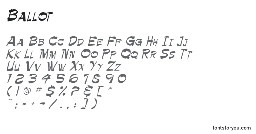 A fonte Ballot – alfabeto, números, caracteres especiais