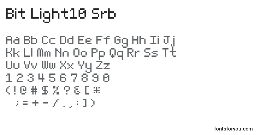 A fonte Bit Light10 Srb – alfabeto, números, caracteres especiais