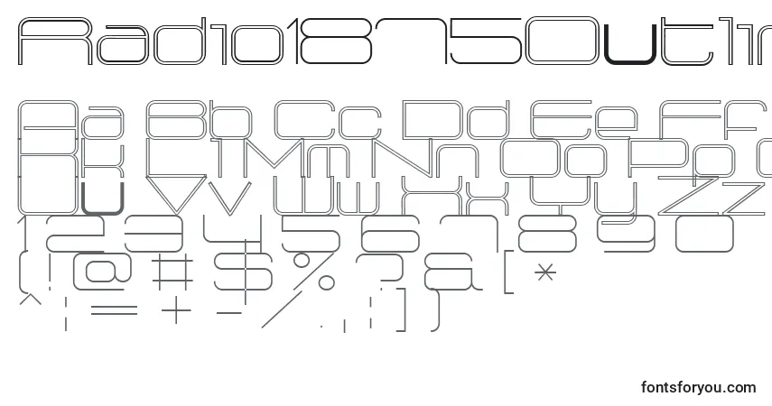 Czcionka Radio1875Outlined – alfabet, cyfry, specjalne znaki