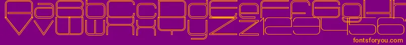Radio1875Outlined-Schriftart – Orangefarbene Schriften auf violettem Hintergrund