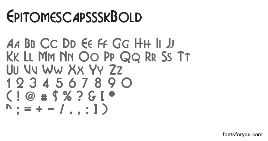 Czcionka EpitomescapssskBold – alfabet, cyfry, specjalne znaki