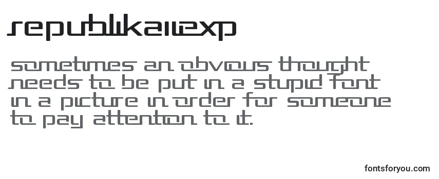 Review of the RepublikaIiExp Font