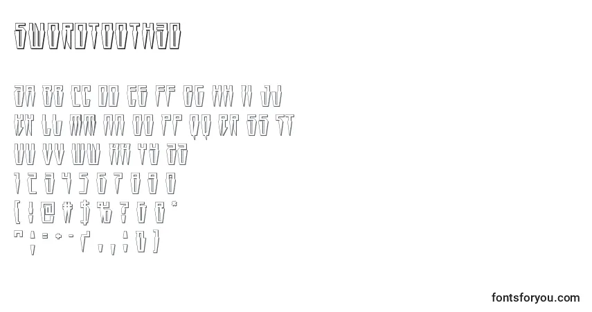 A fonte Swordtooth3D – alfabeto, números, caracteres especiais