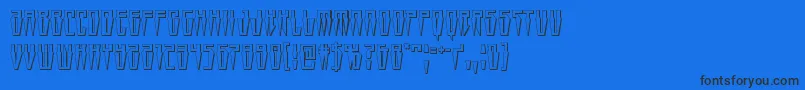 Swordtooth3D-Schriftart – Schwarze Schriften auf blauem Hintergrund