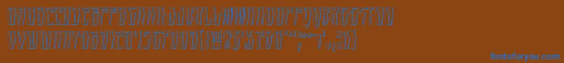 Swordtooth3D-Schriftart – Blaue Schriften auf braunem Hintergrund