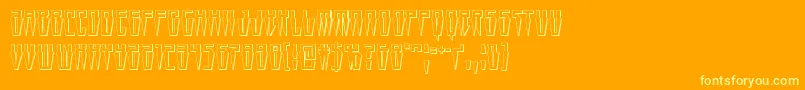 Swordtooth3D-Schriftart – Gelbe Schriften auf orangefarbenem Hintergrund