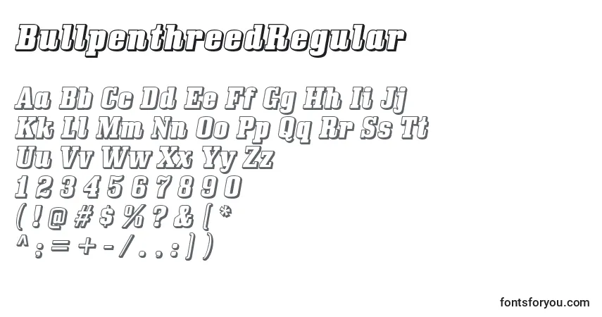BullpenthreedRegular-fontti – aakkoset, numerot, erikoismerkit